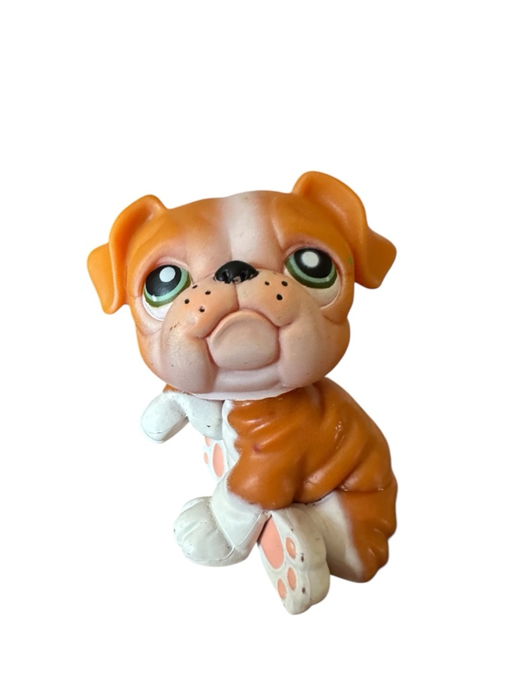 Littlest Pet Shop LPS No # Bulldog Rare Costco Orange White Vintage Hasbro